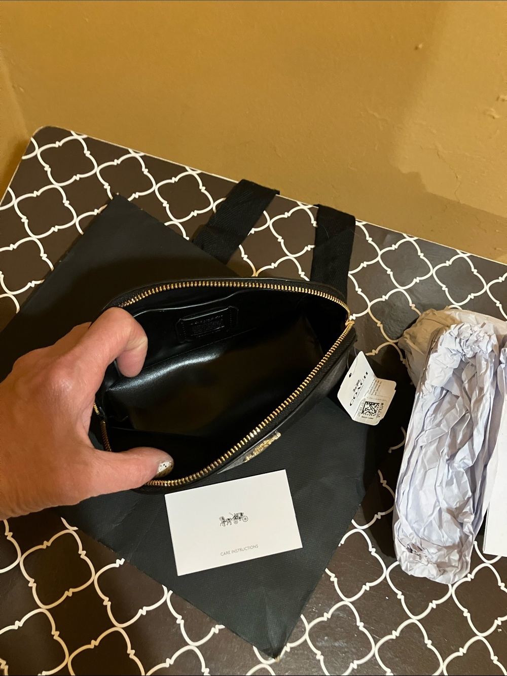 Coach Black Leather Zip Pouch with Gold Hardware - Picture 6 of 6